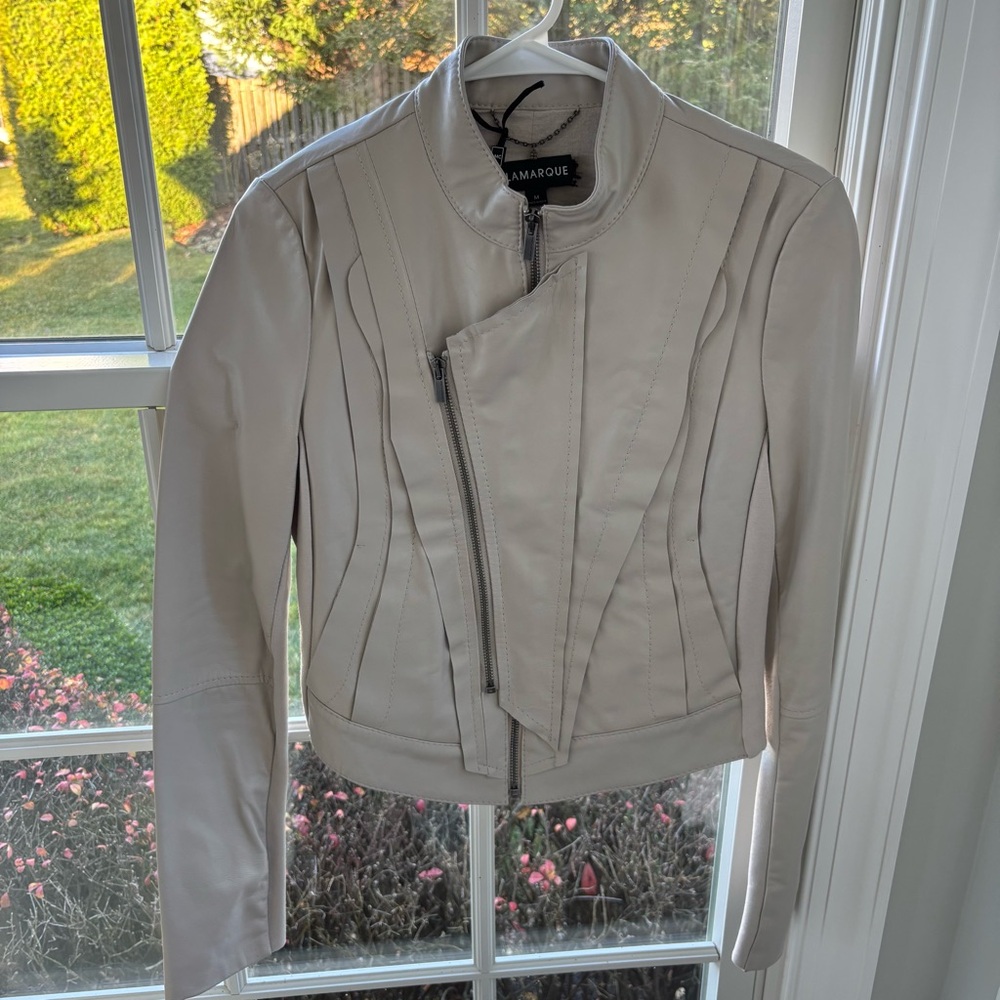 LAMARQUE Deborah Lightweight Leather Jacket - Bone / off-white